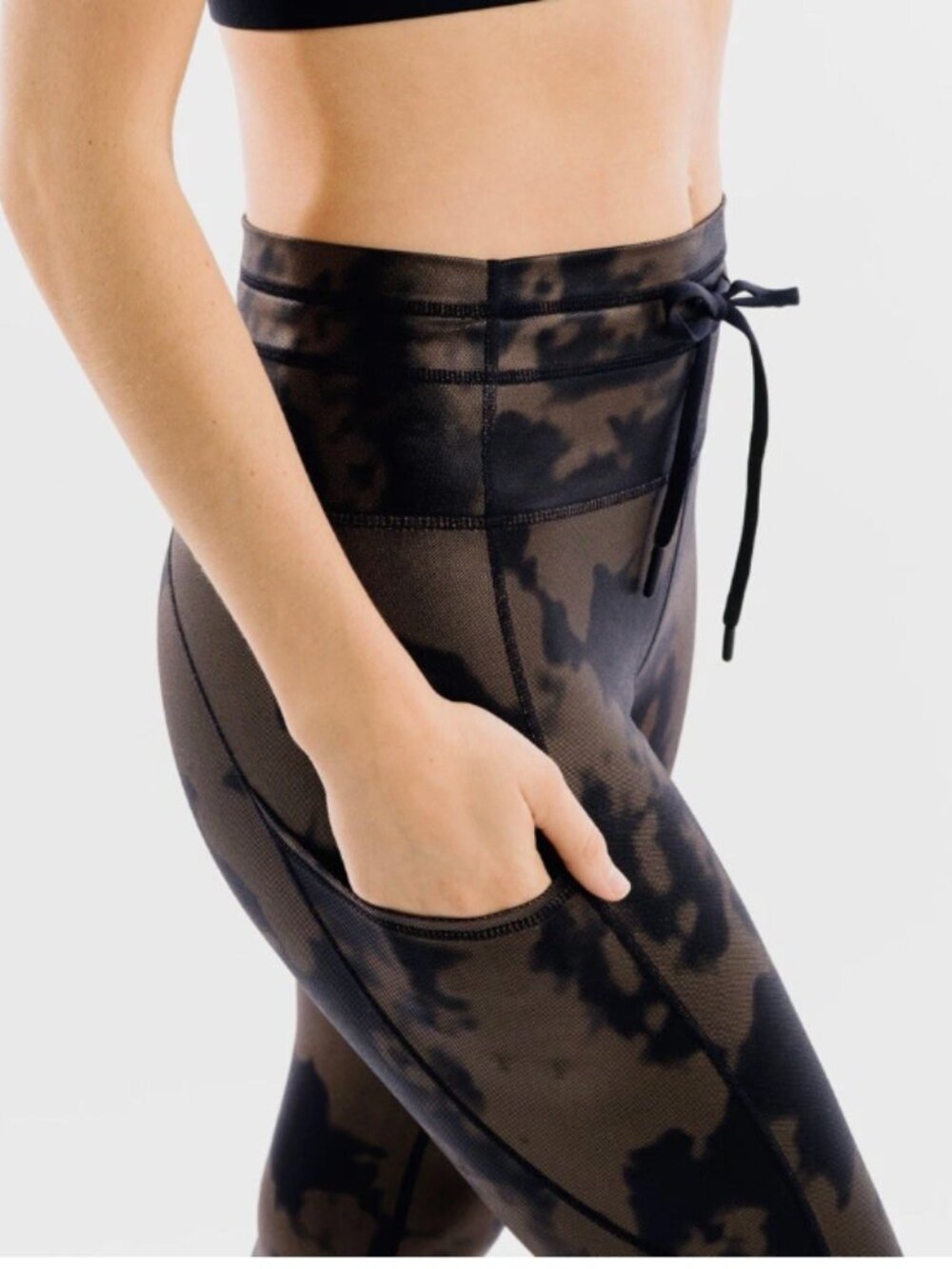ZYIA Bronze Hendrix Metallic Pocket Drawstring Luxe 7/8 24" Leggings 14-16